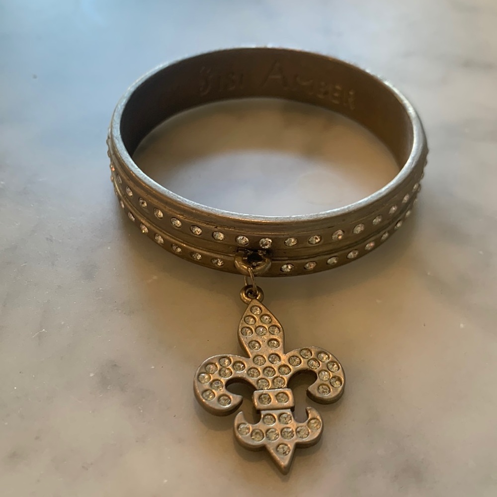 SISI AMBER Hand Welded Metal Bangle with Crystal Embellishment